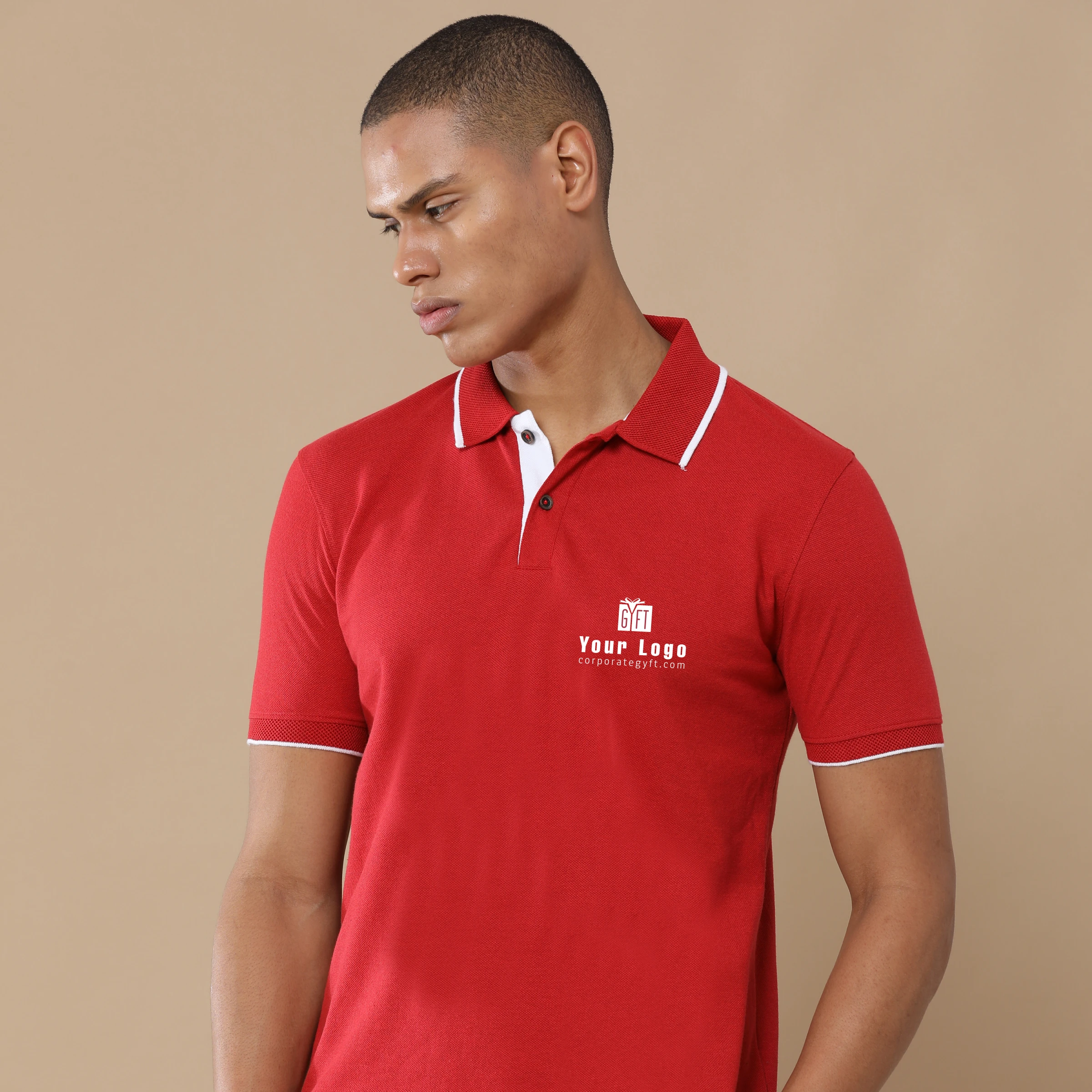 Executive Polo T-Shirt - Heather Red Buy Executive Polo T-Shirt - Heather Red in bulk for Corporate Gifting | Corporate Gyft