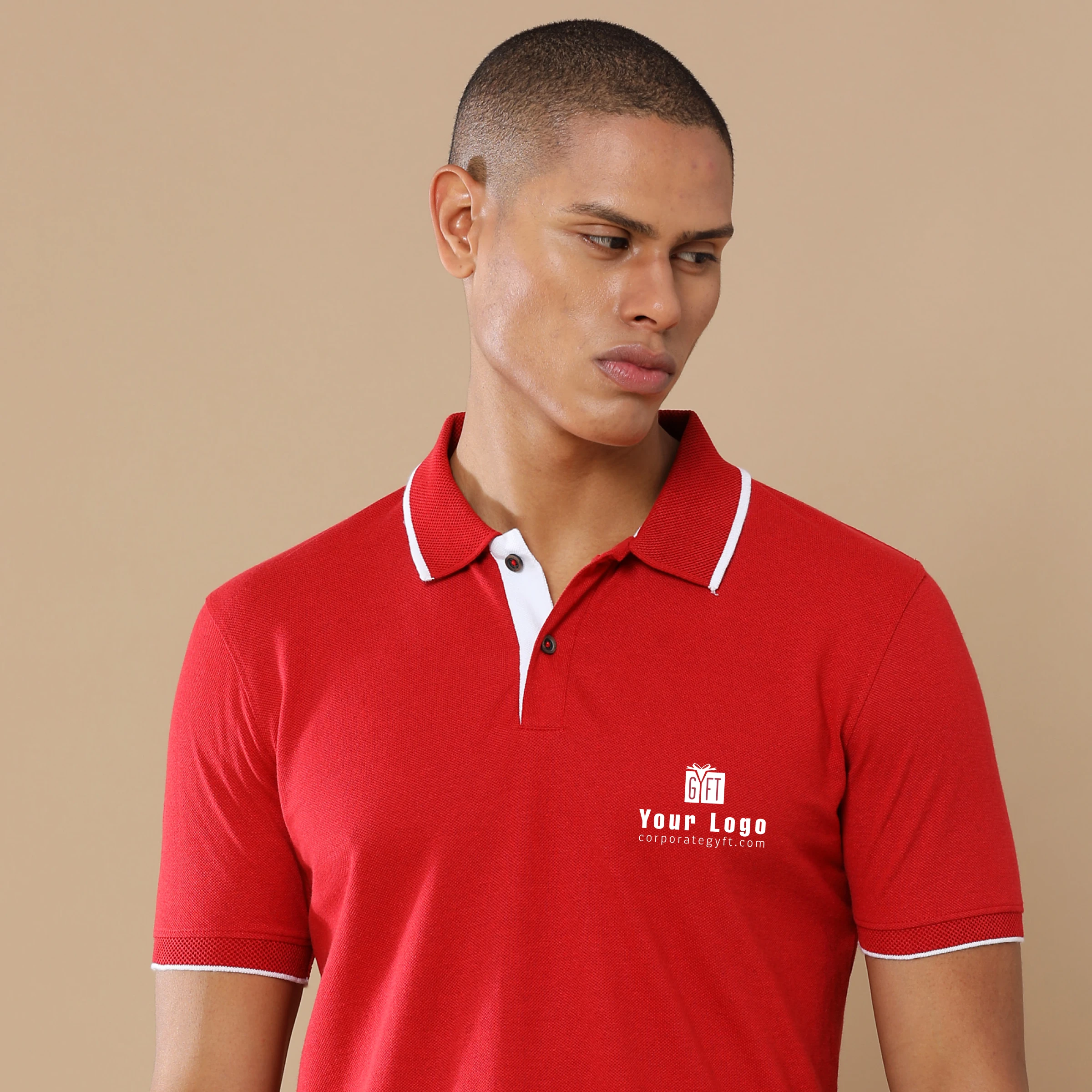 Executive Polo T-Shirt - Heather Red Buy Executive Polo T-Shirt - Heather Red in bulk for Corporate Gifting | Corporate Gyft