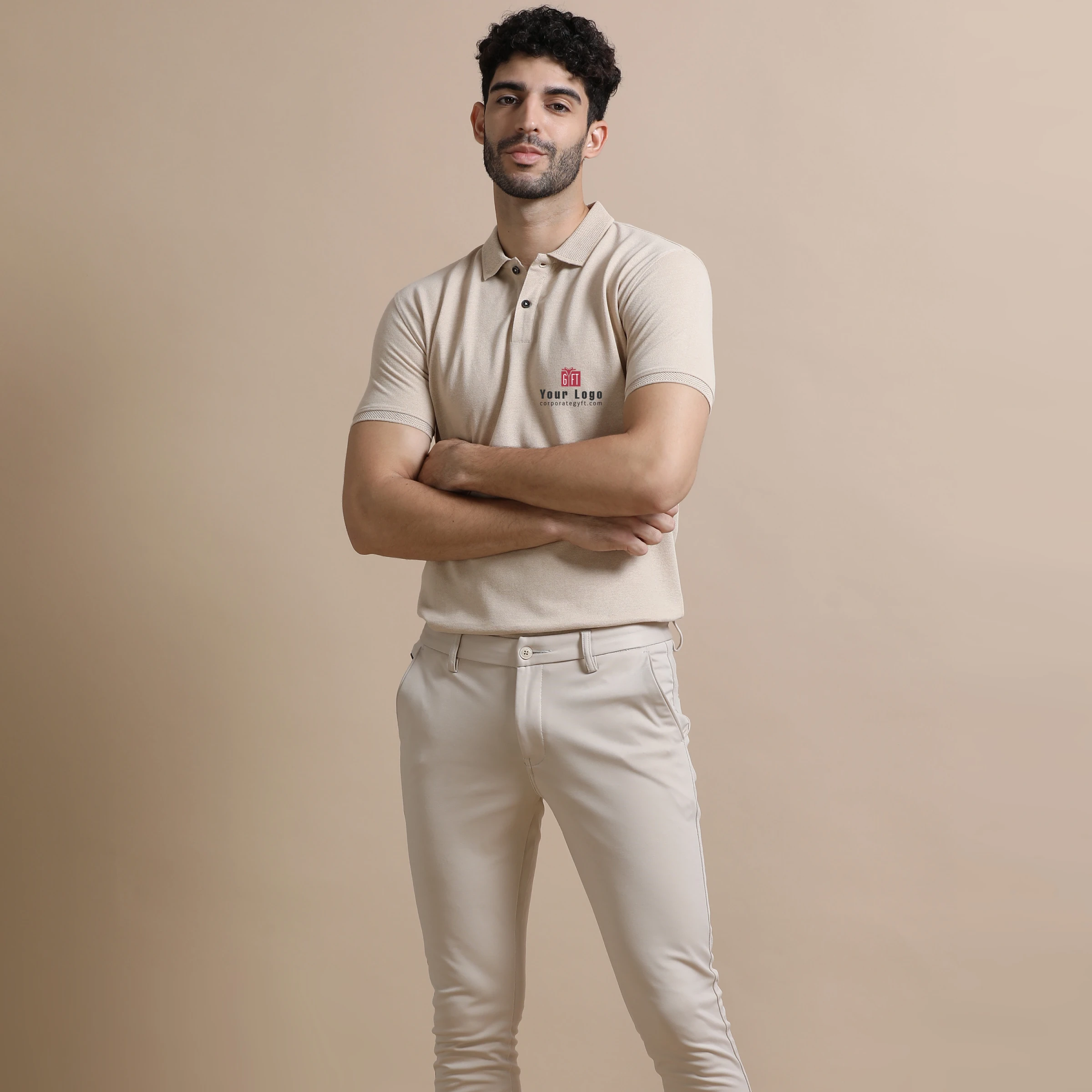 Executive Polo T-Shirt - Sand Beige Buy Executive Polo T-Shirt - Sand Beige in bulk for Corporate Gifting | Corporate Gyft