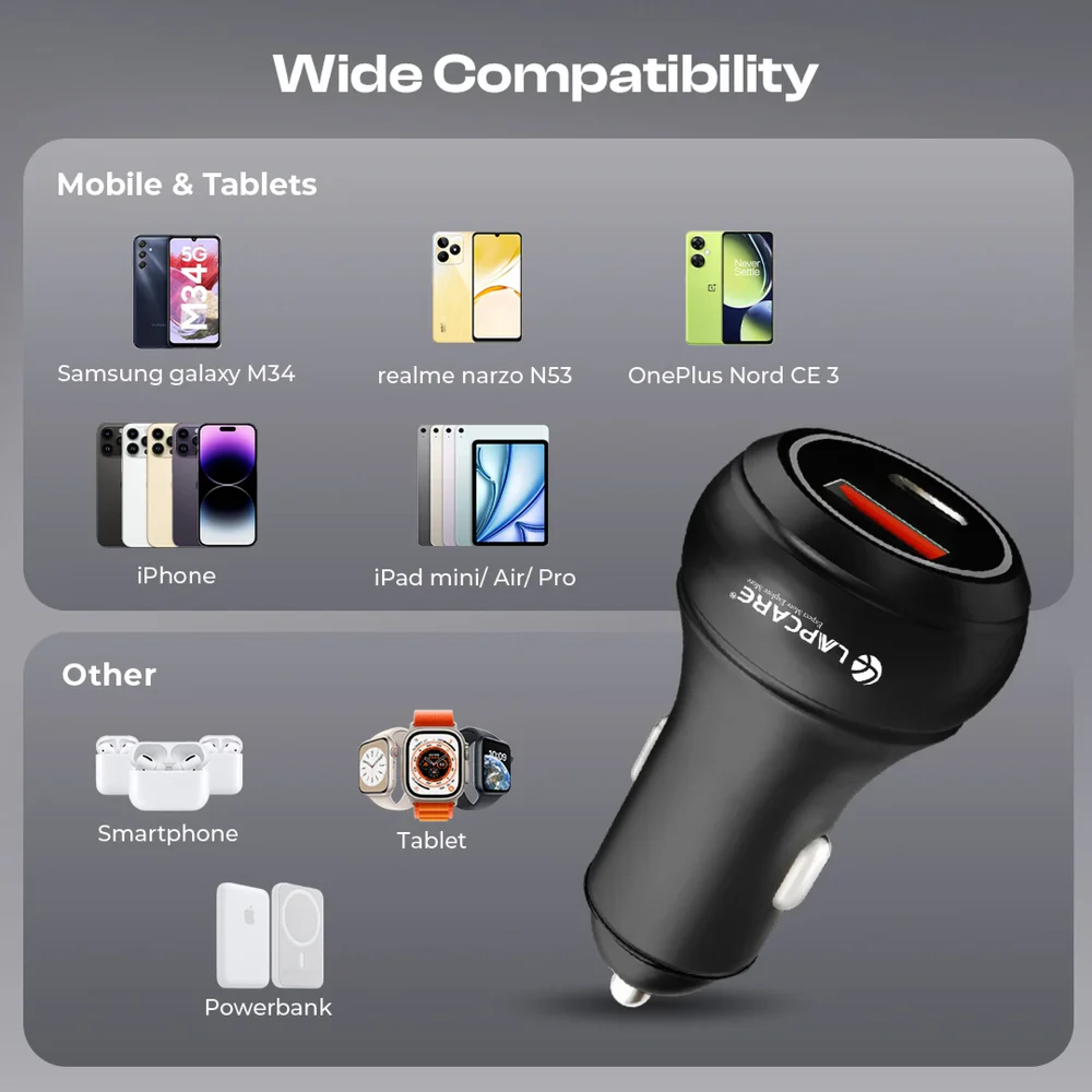 Lapcare Carge 145 Car Charger - Black Buy Lapcare Carge 145 Car Charger - Black in bulk for Corporate Gifting | Corporate Gyft