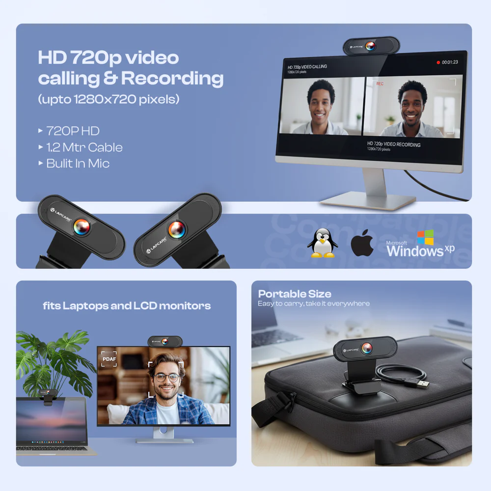 Lapcare Lapcam Wide Angle HD Webcam Buy Lapcare Lapcam Wide Angle HD Webcam in bulk for Corporate Gifting | Corporate Gyft
