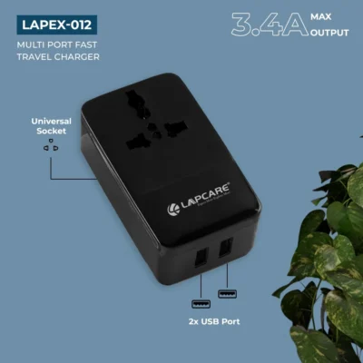Buy Lapcare Multiport Travel Charger – Black in bulk for Corporate Gifting | Corporate Gyft