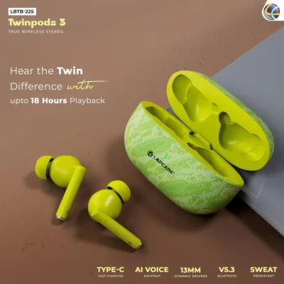 Buy Lapcare Twinpod-3 Champ Series EarPods – Green in bulk for Corporate Gifting | Corporate Gyft