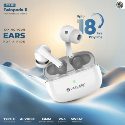Buy Lapcare Twinpod-3 Champ Series EarPods – White in bulk for Corporate Gifting | Corporate Gyft