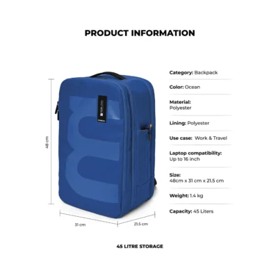 Buy Mokobara The Em Travel Backpack - Blue in bulk for Corporate Gifting | Corporate Gyft