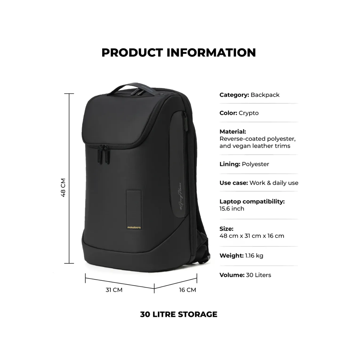Mokobara 30L Transit Backpack - Black - Image 3