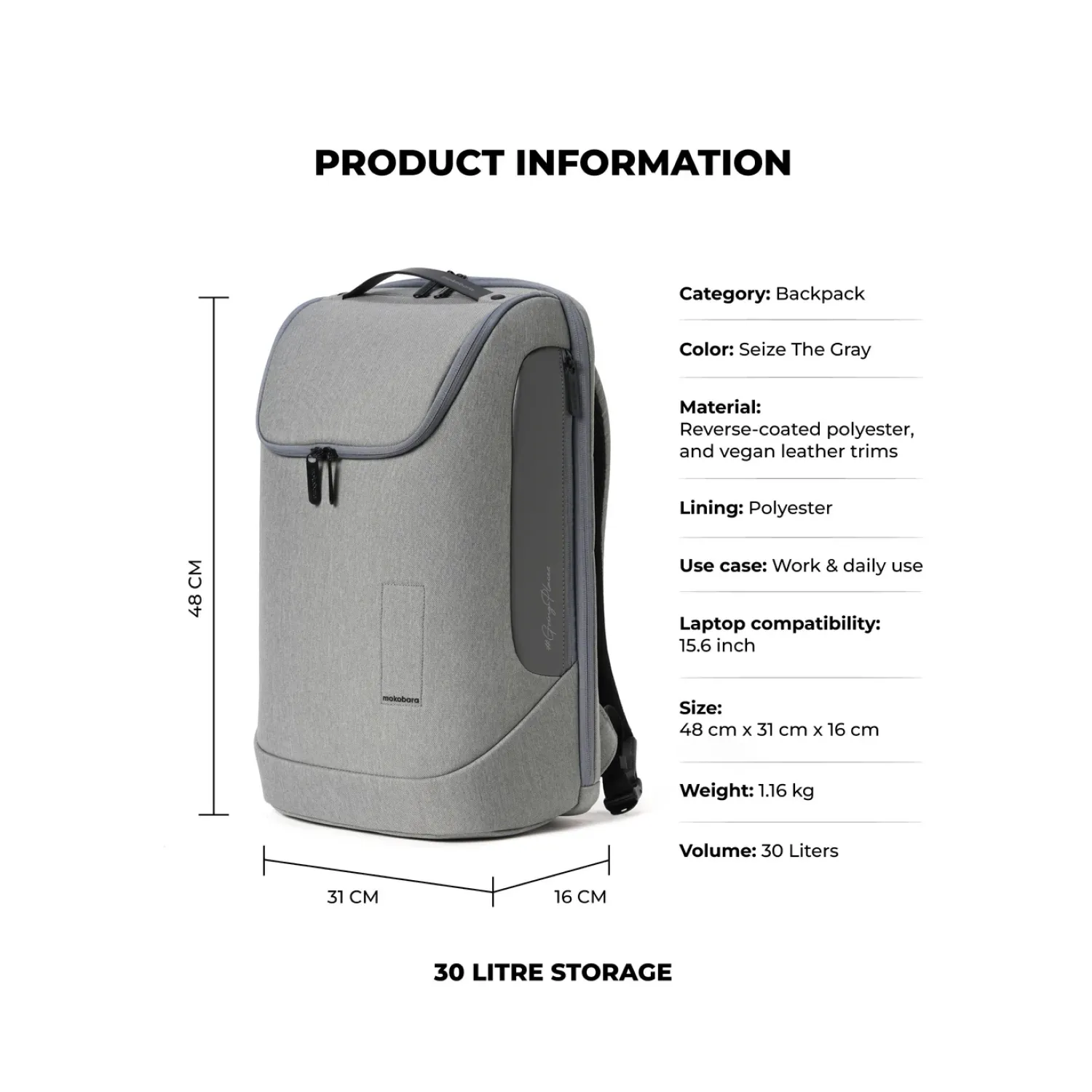 Mokobara 30L Transit Backpack - Grey - Image 3