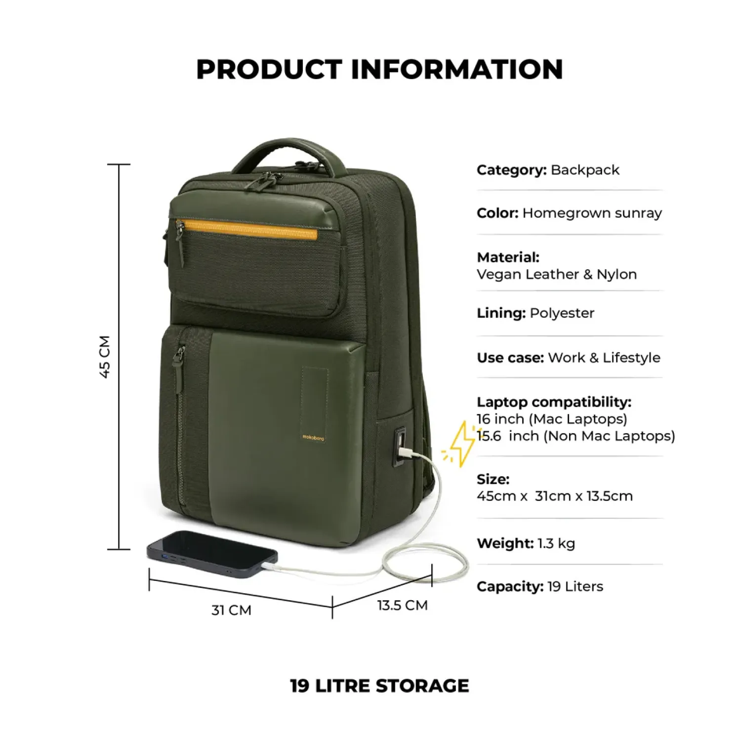 Mokobara Work Backpack - Olive Green - Image 5