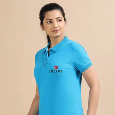 Buy Female Sustainable Smart Polos - Aqua Blue in bulk for Corporate Gifting | Corporate Gyft
