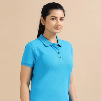 Buy Female Sustainable Smart Polos - Aqua Blue in bulk for Corporate Gifting | Corporate Gyft
