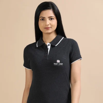 Buy Female Sustainable Smart Polos - Charcoal Melange in bulk for Corporate Gifting | Corporate Gyft
