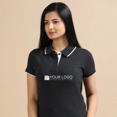 Buy Female Sustainable Smart Polos - Charcoal Melange in bulk for Corporate Gifting | Corporate Gyft