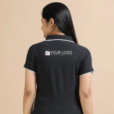 Buy Female Sustainable Smart Polos - Charcoal Melange in bulk for Corporate Gifting | Corporate Gyft