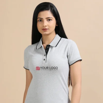 Buy Female Sustainable Smart Polos - Heather Grey in bulk for Corporate Gifting | Corporate Gyft