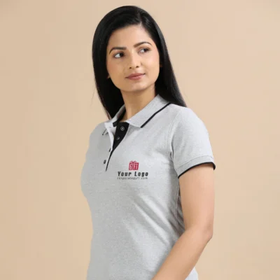 Buy Female Sustainable Smart Polos - Heather Grey in bulk for Corporate Gifting | Corporate Gyft