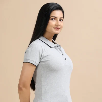 Buy Female Sustainable Smart Polos - Heather Grey in bulk for Corporate Gifting | Corporate Gyft