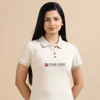 Buy Female Sustainable Smart Polos - Sand Beige in bulk for Corporate Gifting | Corporate Gyft