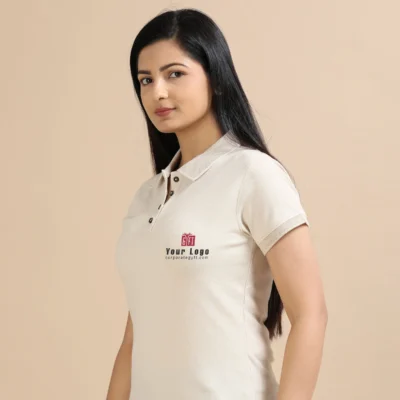 Buy Female Sustainable Smart Polos - Sand Beige in bulk for Corporate Gifting | Corporate Gyft