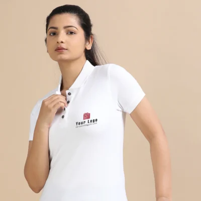 Buy Female Sustainable Smart Polos - White in bulk for Corporate Gifting | Corporate Gyft