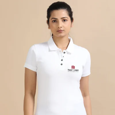 Buy Female Sustainable Smart Polos - White in bulk for Corporate Gifting | Corporate Gyft