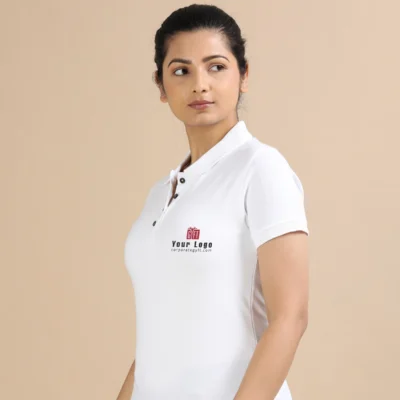 Buy Female Sustainable Smart Polos - White in bulk for Corporate Gifting | Corporate Gyft