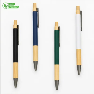 Buy Caneta Metal Pen with Bamboo Grip - Black in bulk for Corporate Gifting | Corporate Gyft
