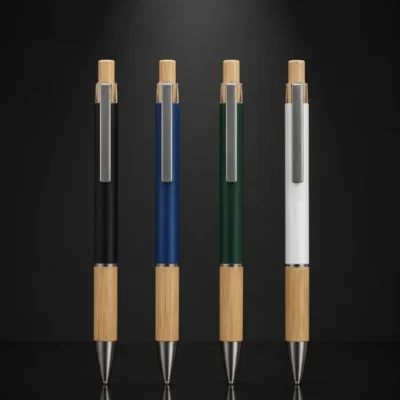 Buy Caneta Metal Pen with Bamboo Grip - White in bulk for Corporate Gifting | Corporate Gyft