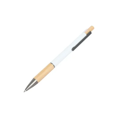 Buy Caneta Metal Pen with Bamboo Grip - White in bulk for Corporate Gifting | Corporate Gyft