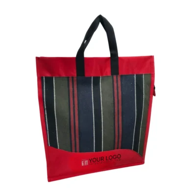 Buy Striped Panel Canvas Tote in bulk for Corporate Gifting | Corporate Gyft