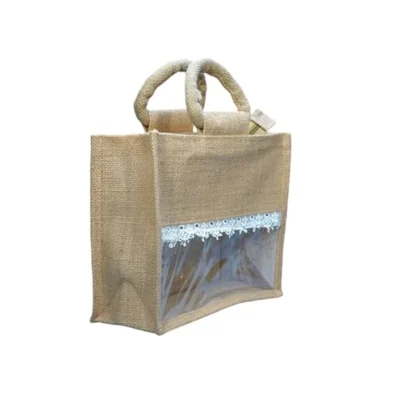 Buy Jute Window Tote Bag in bulk for Corporate Gifting | Corporate Gyft