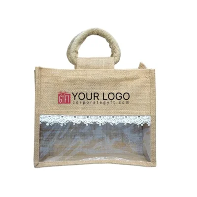 Buy Jute Window Tote Bag in bulk for Corporate Gifting | Corporate Gyft