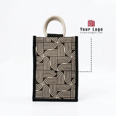 Buy Cotton Laminated Double Bottle Bag in bulk for Corporate Gifting | Corporate Gyft