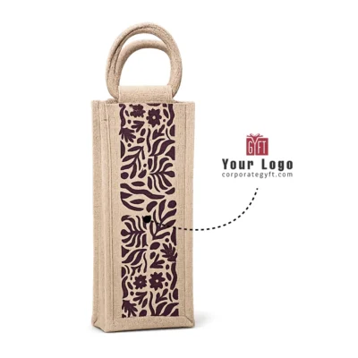 Buy Natural Jute Single Bottle Bag in bulk for Corporate Gifting | Corporate Gyft