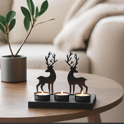 Twin Reindeer Candle Holder