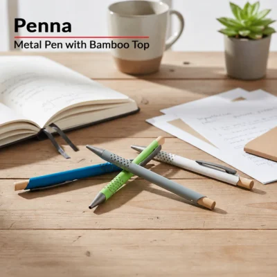 Buy Penna Ballpoint Pen with Bamboo Top in bulk for Corporate Gifting | Corporate Gyft