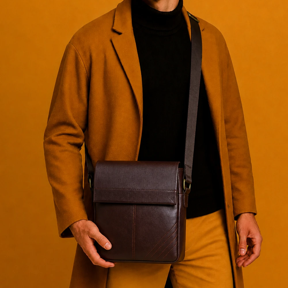 Leather Business Messenger Bag - Image 6